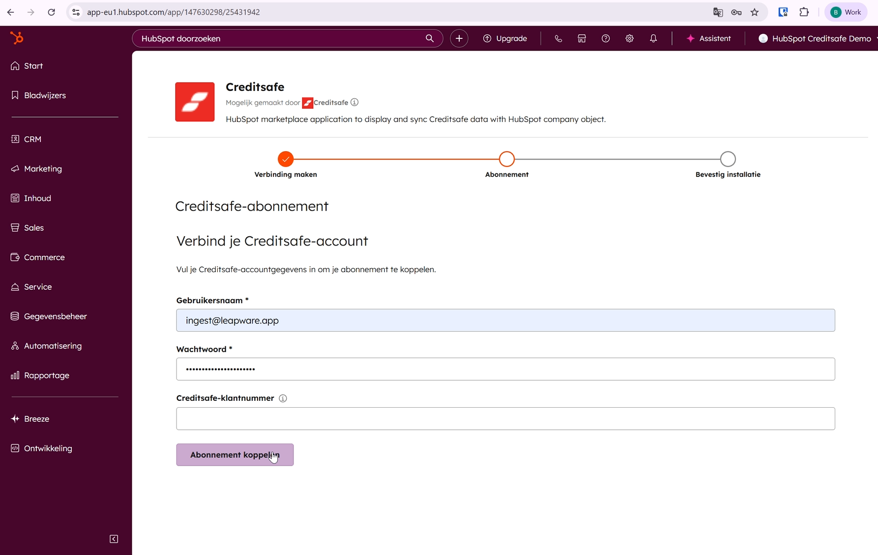 Connect your Creditsafe account